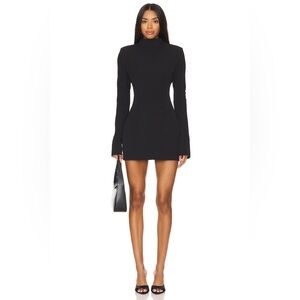 AEXAE black ling sleeveturtleneck mini dress